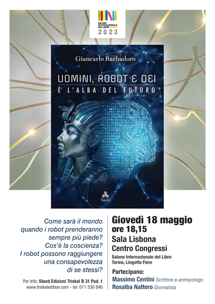 presentazione-Giancarlo-Barbadoro-Uomini-Robot-e-Dei-Edizioni-Triskel Salone del libro 2023